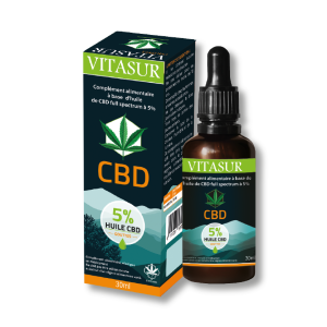 Vitasur gouttes – Huile de CBD 5 % : Flacon 30 ml avec pipette graduée